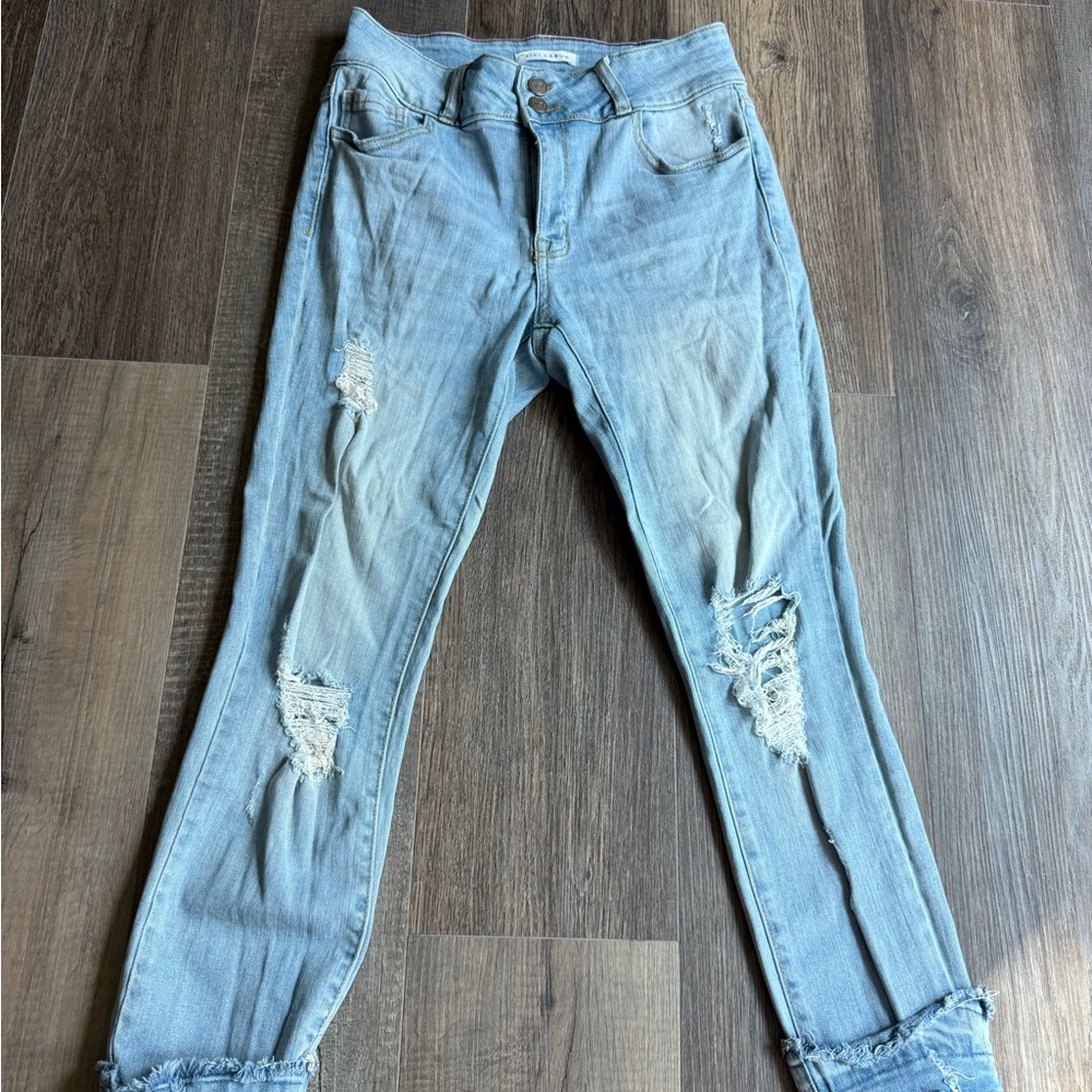 Women's Light Blue Ripped Skinny Jeans